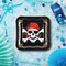 8 Count Pirate Party Square Paper Plates 9 Inch Skull Crossbones Dinner Plates
